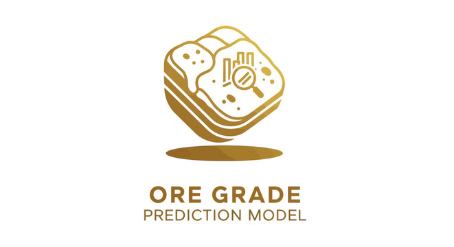 Golden Ore Grade Prediction Model Icon on White Background.