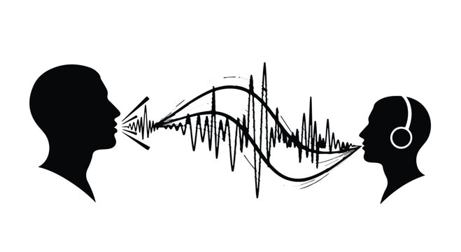 Communication technology sound wave voice assistant concept