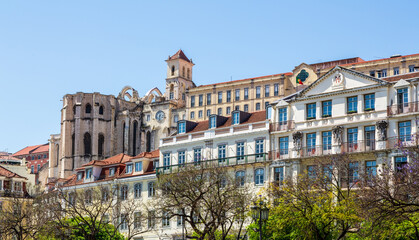 Fototapeta premium Panorama of the remains of the Convento od Carma in Lisbon, Portugal