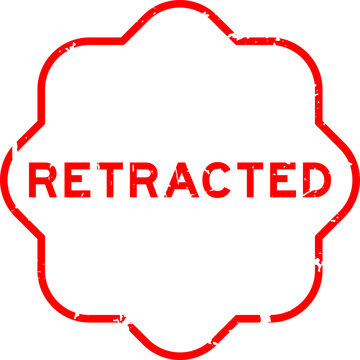 Grunge red retracted word square seal stamp on white background