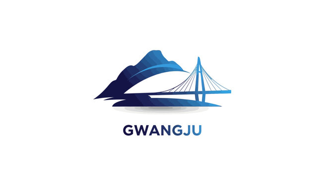 Gwangju City Logo - A Modern Design with Mountain and Bridge.