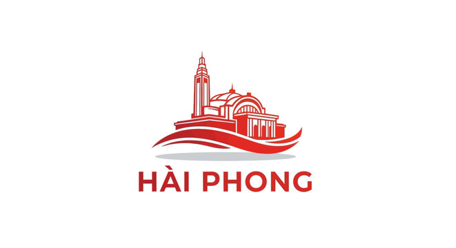 Hai Phong City Vietnam Logo Depicting Landmark Architecture and Design.