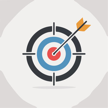 Colorful target with arrow hitting bullseye icon