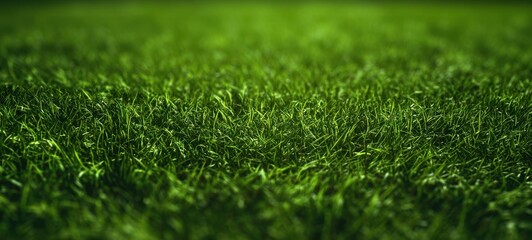 Naklejka premium The Grass Carpet Stretching Into the Distance With Dewy Texture and Vivid Green