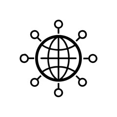Fototapeta premium Global network icon for connection internet worldwide communication and technology symbol.