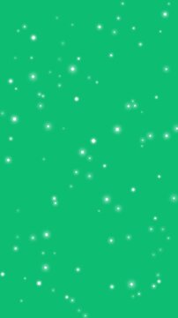 Stars 4k video animation with glowing white dots on green screen background, creating cosmic and festive atmosphere.