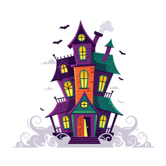 Fototapeta premium Colorful haunted house with turrets.
