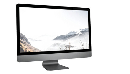 Fototapeta premium Ein schlanker, moderner Computer-Monitor als freigestelltes PNG mit transparentem Hintergrund.
