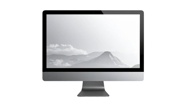 Ein schlanker, moderner Computer-Monitor als freigestelltes PNG mit transparentem Hintergrund.