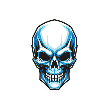 Blue Skull Illustration Graphic Design Element.