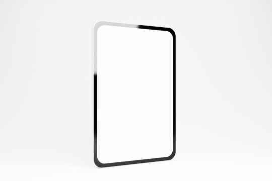 Tablet computer with empty screen on white background