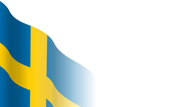 Vector waving Flag of the Kingdom of Sweden. Waving Sweden flag with empty, blank, copy space on transparent background. Design element for presentation, banner, advertisement, web. Place for text