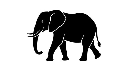 Fototapeta premium Black silhouette of an elephant walking.