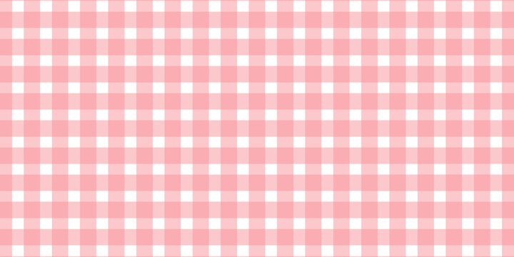 Red gingham fabric seamless pattern. Cute check plaid. Picnic kitchen tablecloth texture. Gingham square vintage texture. Vector illustration isolated on white background.