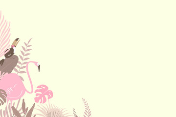 Pink tropical toucan bird border, cream design © Rawpixel.com