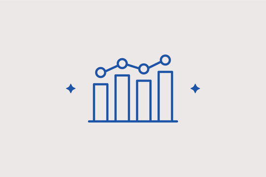 Bar chart with upward trend line icon for profit growth and positive market statistics. Optimistic Vector Illustration for quarterly earnings reports and business success infographics.