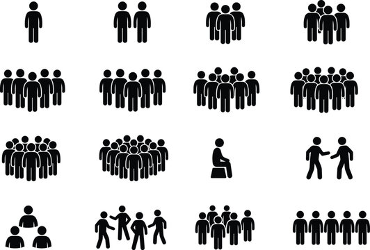 People group icon collection set, crowd team human symbols, isolated vector illustration bundle design pack persons