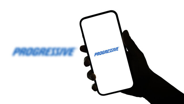 Progressive Corporation logo displayed on a smartphone screen &ndash; Delhi, India &ndash; June 04, 2025
