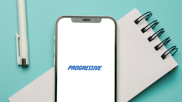 Progressive Corporation logo displayed on a smartphone screen &ndash; Delhi, India &ndash; June 04, 2025
