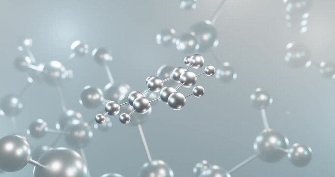 Phloroglucinol rotating 3d molecule, molecular structure of antispasmodic agent seamless video
