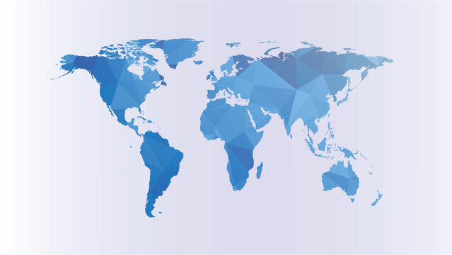 Blue Low Poly World Map Geometric Polygon Vector Illustration