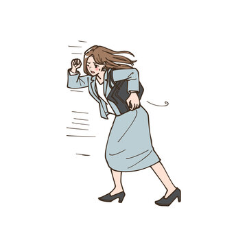 社会の波に抗い奮闘する働く女性のイラスト