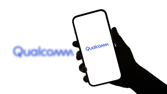Qualcomm logo displayed on a smartphone screen &ndash; Delhi, India &ndash; June 04, 2025
