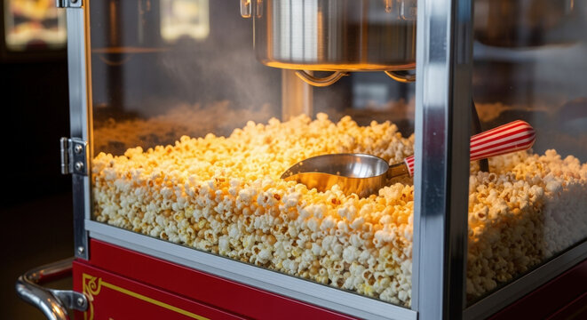 Vintage Popcorn Machine with Warm, Fresh Kernels for Movie Nights, Snack Blogs, Event Catering, and Culinary Presentations