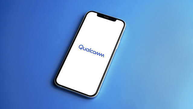 Qualcomm logo displayed on a smartphone screen &ndash; Delhi, India &ndash; June 04, 2025
