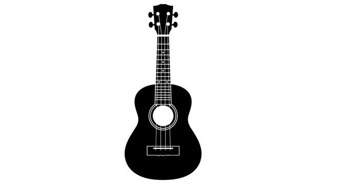 Black Ukulele Silhouette Guitar Instrument.