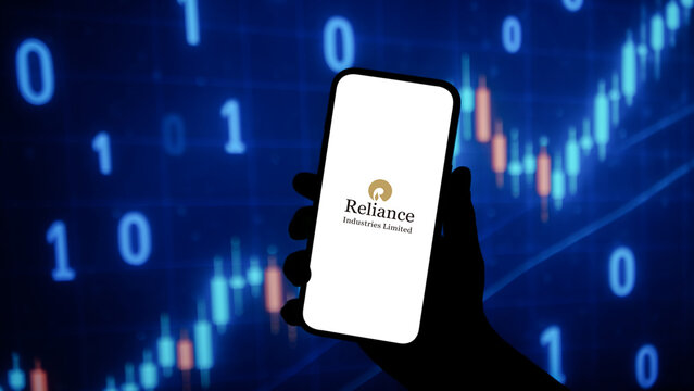 Reliance Industries logo displayed on a smartphone screen &ndash; Delhi, India &ndash; June 04, 2025
