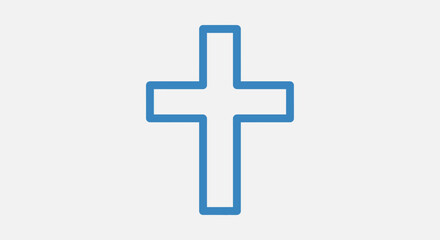 Fototapeta premium Blue outline of a Christian cross on a white background