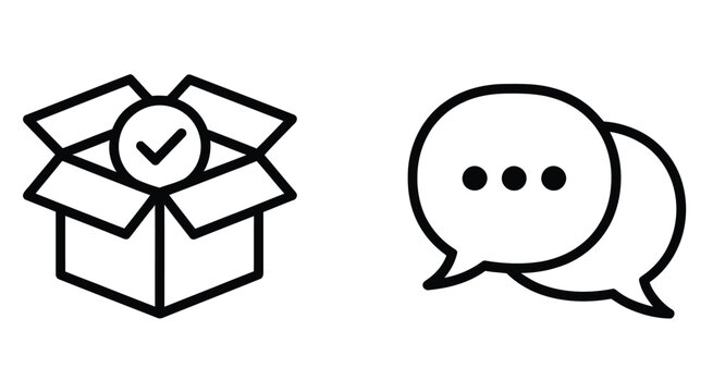 Open ticket and open request design icon collection showing customer support case icons, service request submission symbols, communication workflow elements