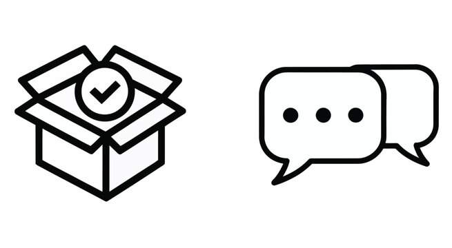 Open ticket and open request line icon set representing customer service communication, support case management symbols, inquiry submission elements,