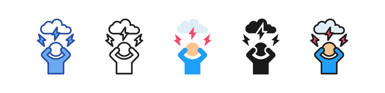 Anxiety Icon Multi Style Illustration