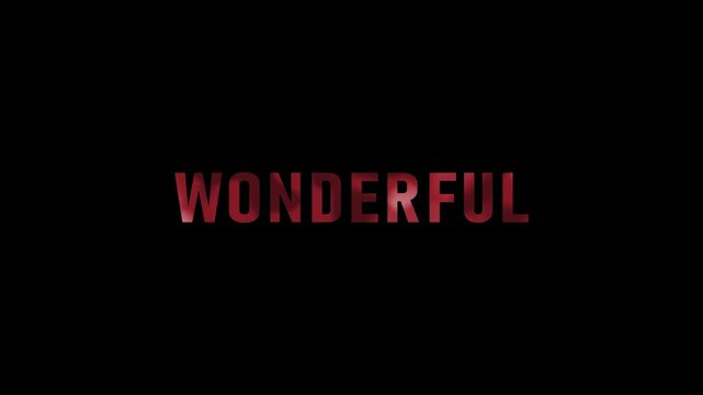 Red Metallic Word WONDERFUL on Black Background wonderful text