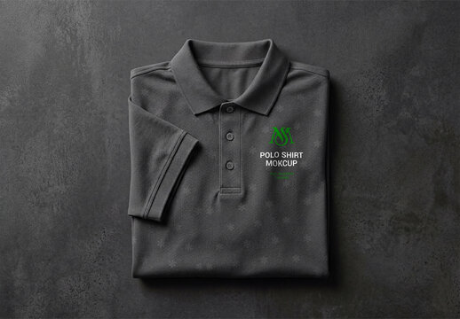 Folded Polo T-Shirt Mockup