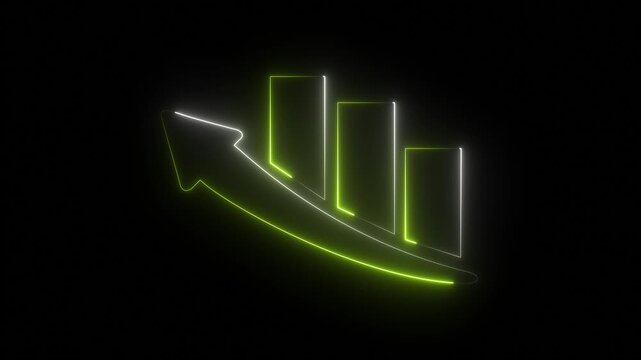 Neon business graph animation increased. Abstract neon line business graph animation. Abstract business growth and start up business concept ,growth concept royal neon line