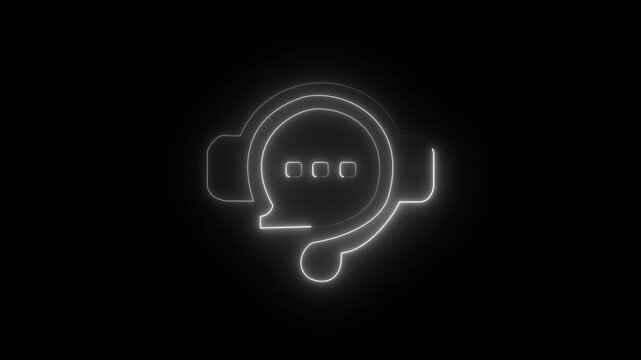 neon live chat and rating stars interface on black background .