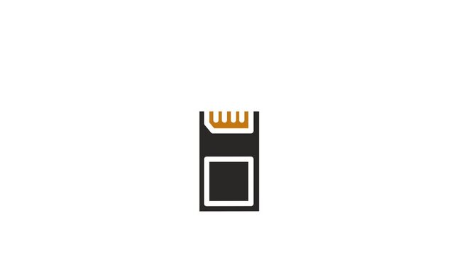 Memory card icon for data storage animation background transparent graphic element