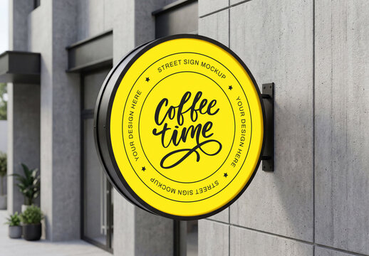 Round Street Sign Mockup