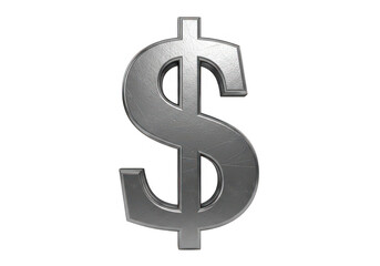 Obraz premium A realistic silver dollar sign with metallic texture on transparent background