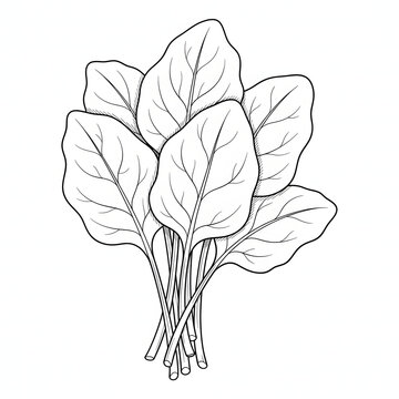 A bunch of fresh leafy greens with long stems and oval shaped leaves transparent background
