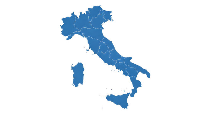 Blue Italy Map Shape On Transparent Background