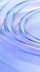 Abstract iridescent glass lines, vertical 3d render