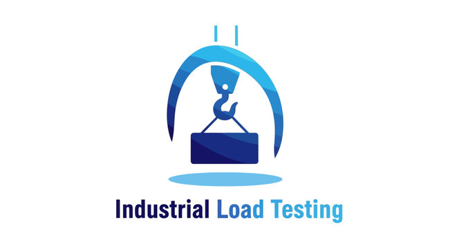 Industrial Load Testing Logo Depicting Lifting Equipment and Weight.