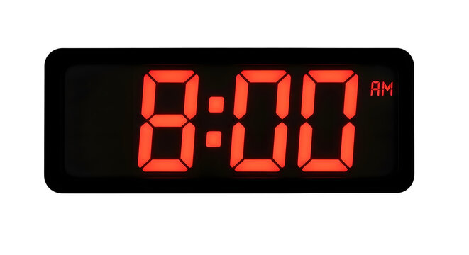Bright Red Digital Alarm Clock Display At 8 00 Am