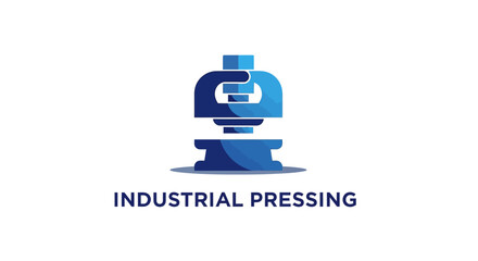 Obraz premium Industrial Pressing Machine Logo - Blue and White Design.