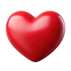 Fototapeta premium Glossy vibrant red 3D heart shape isolated on transparent background
