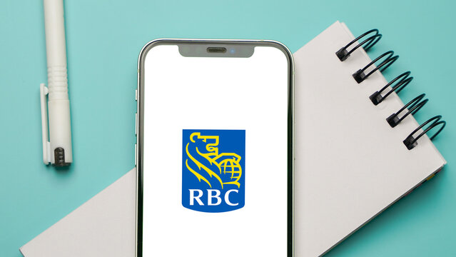 Royal Bank of Canada RBC logo displayed on a smartphone screen &ndash; Delhi, India &ndash; June 04, 2025
